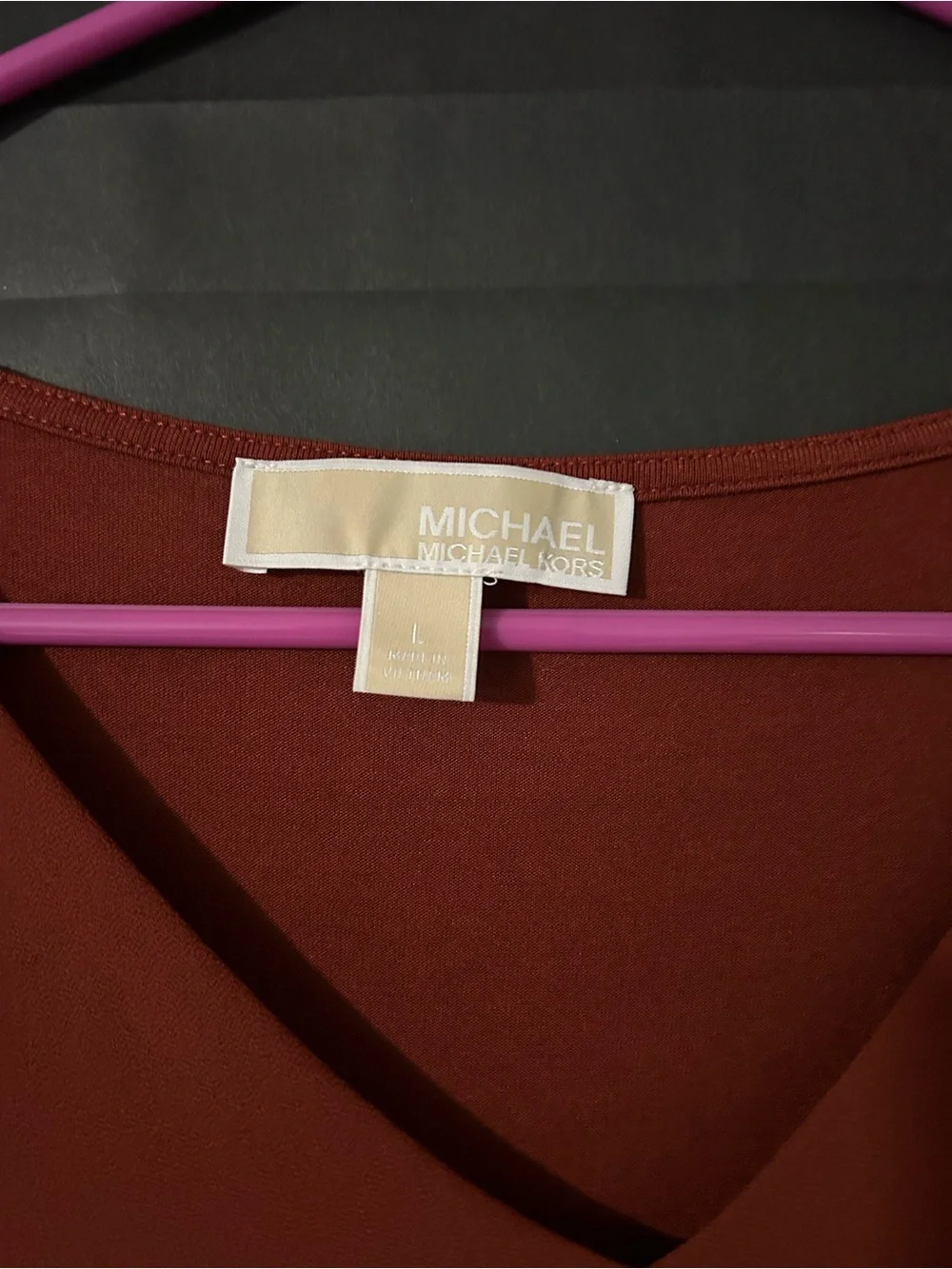 Michael Kors Rust Long-Sleeve V-Neck Layered Tunic with Shoulder Ties